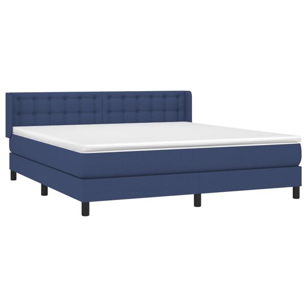 vidaXL Posteľn&yacute; r&aacute;m boxspring s matracom modr&yacute; 160x200 cm l&aacute;tka