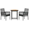 vidaXL Záhradný bistro set 3 pcs Čierna Poly ratan