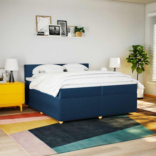 vidaXL Boxspring posteľ s matracom modr&aacute; 200x200 cm l&aacute;tka