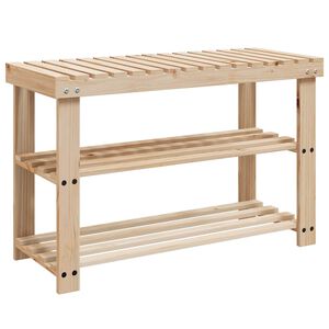 vidaXL Reg&aacute;l na top&aacute;nky s lavičkou 2-v-1, jedľov&yacute; mas&iacute;v