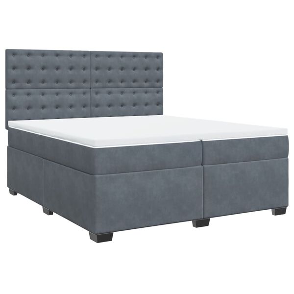 vidaXL Posteľn&yacute; r&aacute;m boxspring s matracom tmavosiv&yacute; 200x200 cm zamat