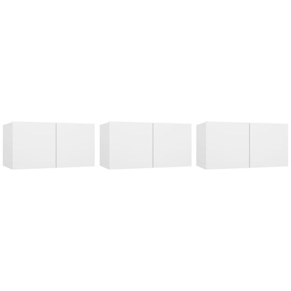 vidaXL Z&aacute;vesn&eacute; TV skrinky 3 ks biele 60x30x30 cm