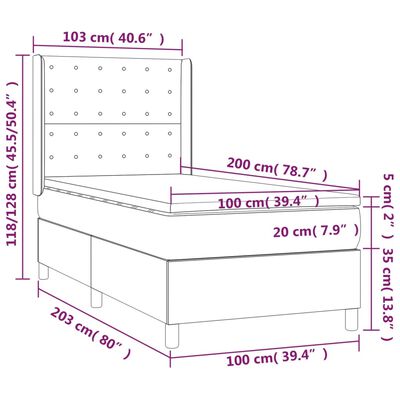 vidaXL Boxspring posteľ s matracom tmavohnedá 100x200 cm látka