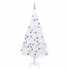 vidaXL Osvetlen&yacute; umel&yacute; vianočn&yacute; stromček s guľami, biely 150 cm, PVC