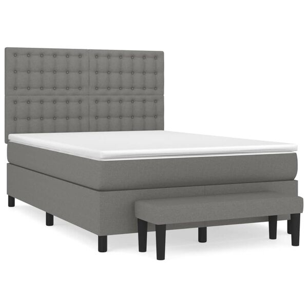 vidaXL Boxspring posteľ s matracom tmavosiv&aacute; 140x200 cm l&aacute;tka