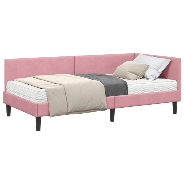 vidaXL Rohov&yacute; r&aacute;m postele s matracom In&yacute; 2 pcs Siv&aacute; Zamat