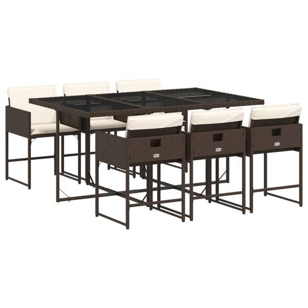 vidaXL 7-dielna z&aacute;hradn&aacute; jed&aacute;lensk&aacute; s&uacute;prava a vank&uacute;&scaron;e hned&aacute; polyratan