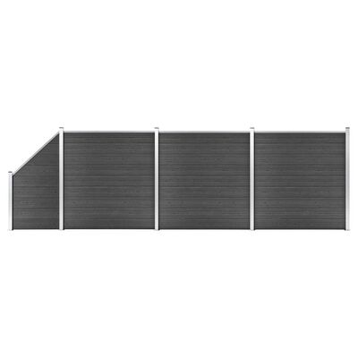 vidaXL Sada plotových panelov WPC 619x(105-186) cm čierna