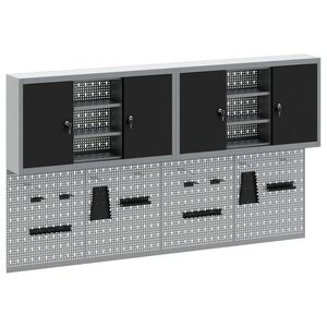 vidaXL Sada n&aacute;strojov&yacute;ch skr&iacute;ň s poličkou s &uacute;ložiskom 6 pcs Čierna