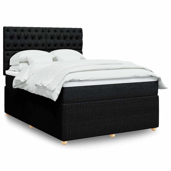 vidaXL Boxspring posteľ s matracom čierny 140x190 cm l&aacute;tka
