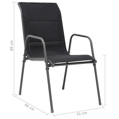 vidaXL Stohovateľné záhradné stoličky 4 ks oceľ a textilén čierne