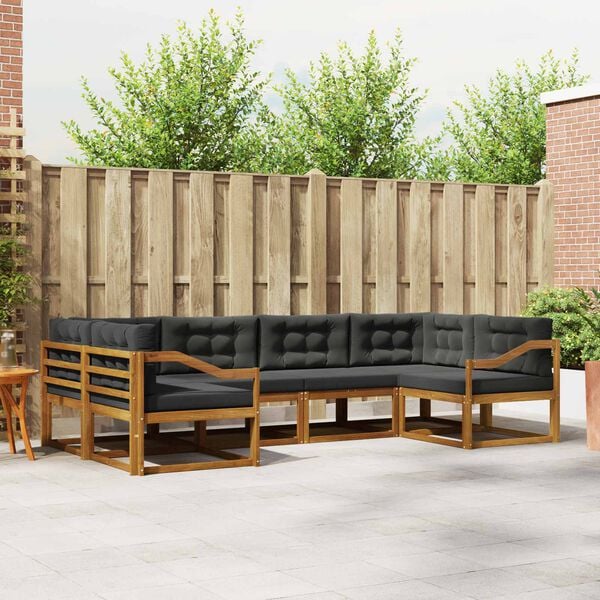 vidaXL Z&aacute;hradn&aacute; s&uacute;prava gaučov s vank&uacute;&scaron;om 6 pcs Pr&iacute;rodn&aacute; a antracitov&aacute;