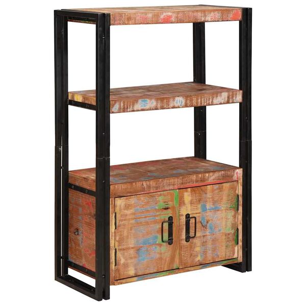 vidaXL Knižnica s dverami Hnedá Masívne zrecyklované drevo a kov