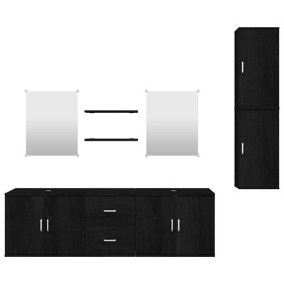 vidaXL 7-dielna sada kúpeľňového nábytku čierna kompozitné drevo