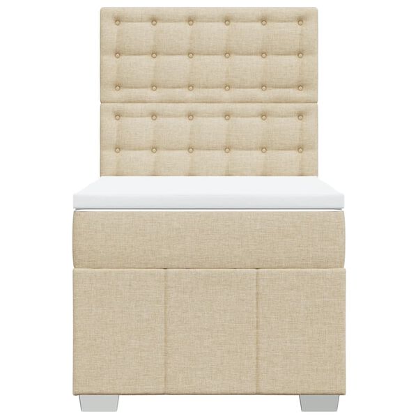 vidaXL Posteľn&yacute; r&aacute;m boxsping s matracom kr&eacute;mov&yacute; 90x200 cm l&aacute;tka