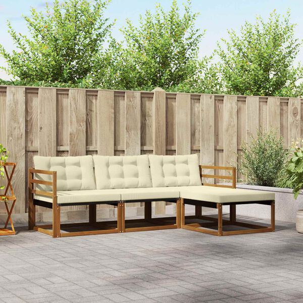 vidaXL Z&aacute;hradn&aacute; s&uacute;prava gaučov s vank&uacute;&scaron;om 4 pcs Pr&iacute;rodn&aacute; a kr&eacute;mov&aacute;