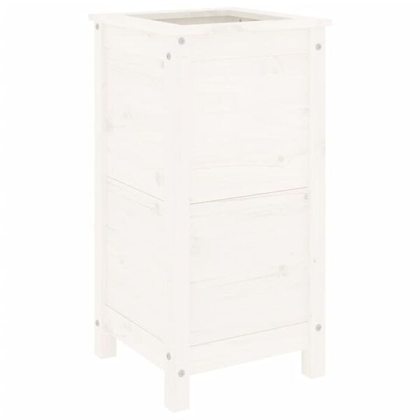 vidaXL Záhradný kvetináč biely 40x40x78 cm borovicový masív