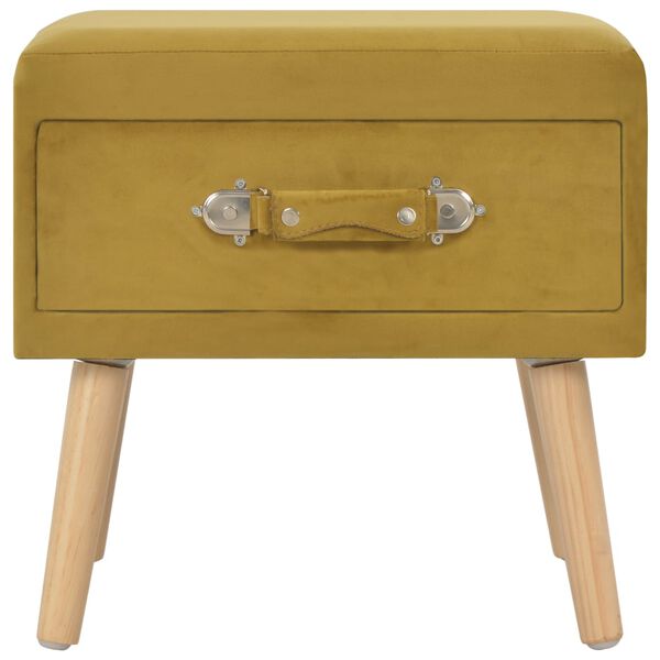 vidaXL Nočný stolík horčicový 40x35x40 cm zamatový