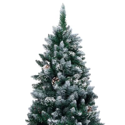 vidaXL Umelý vianočný stromček LED, borovicové šišky, biely sneh 150cm