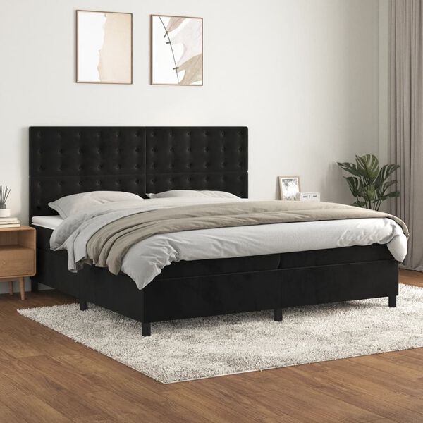 vidaXL Posteľn&yacute; r&aacute;m boxspring s matracom čierny 200x200 cm zamat