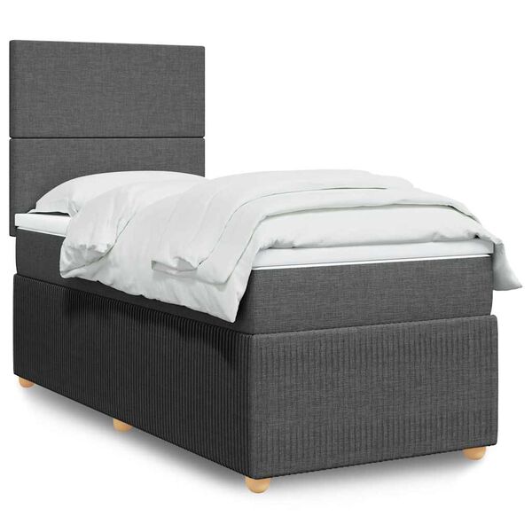 vidaXL Boxspring posteľ s matracom tmavosivá 90x200 cm látka