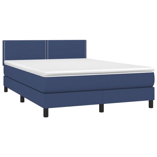 vidaXL Posteľn&yacute; r&aacute;m boxspring s matracom modr&yacute; 140x200 cm l&aacute;tka