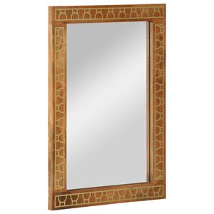 vidaXL Zrkadlo do k&uacute;peľne 50x70x2,5 cm mas&iacute;vny mangovn&iacute;k a sklo