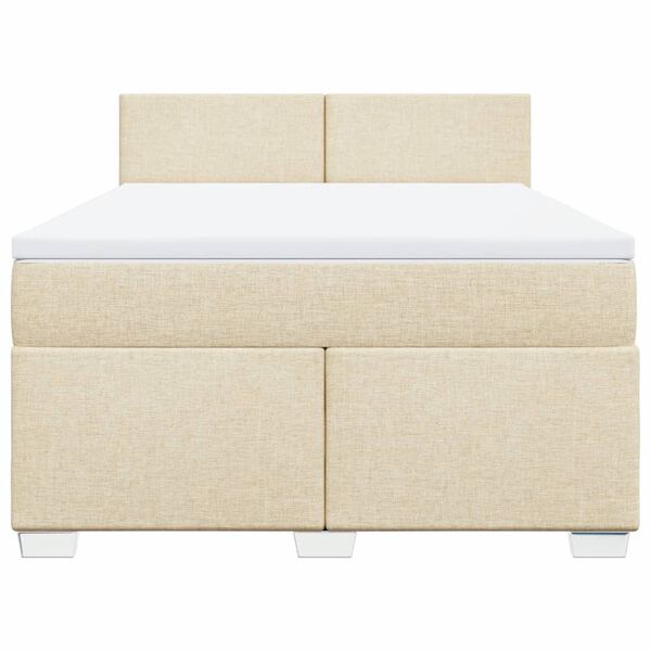 vidaXL Boxspring posteľ s matracom kr&eacute;mov&yacute; 140x190 cm l&aacute;tka