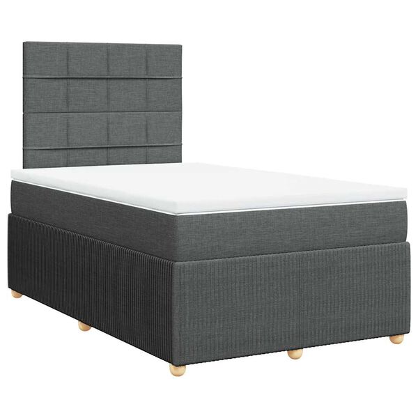 vidaXL Boxspring posteľ s matracom, tmavosiv&aacute; 120x190 cm, l&aacute;tka