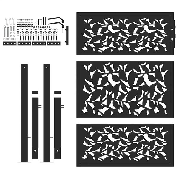 vidaXL Záhradná brána čierna 100x125 cm oceľový dizajn s krídlovým dizajnom