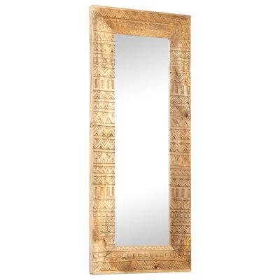 vidaXL Ručne vyrezávané zrkadlo 110x50x2,5 cm mangovníkové drevo