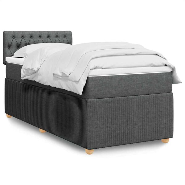 vidaXL Boxspring posteľ s matracom tmavosiv&aacute; 100x200 cm l&aacute;tka