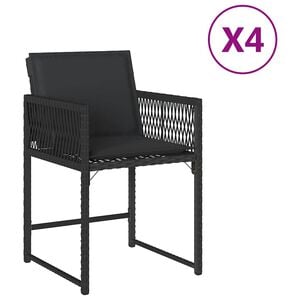 vidaXL Z&aacute;hradn&eacute; stoličky so sed&aacute;kmi 4 ks čierne polyratanov&eacute;