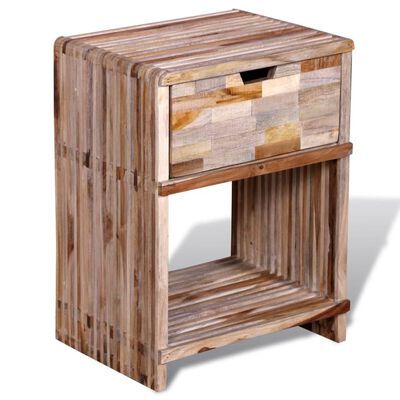 vidaXL Nočný stolík so zásuvkou, recyklované tíkové drevo