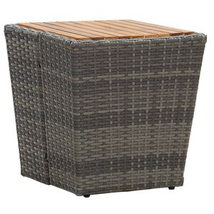 vidaXL Čajov&yacute; stol&iacute;k, siv&yacute; 41,5x41,5x43 cm, polyratan, ak&aacute;ciov&yacute; mas&iacute;v
