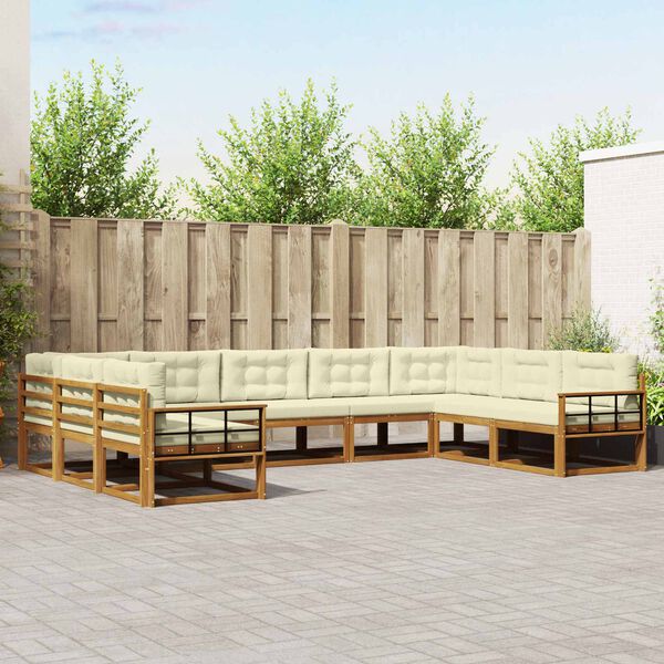 vidaXL Z&aacute;hradn&aacute; s&uacute;prava gaučov s vank&uacute;&scaron;om 9 pcs Pr&iacute;rodn&aacute; a kr&eacute;mov&aacute;