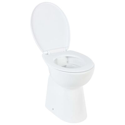 vidaXL Vysoké bezokrajové WC s jemným zatváraním o 7 cm vyššie keramické biele