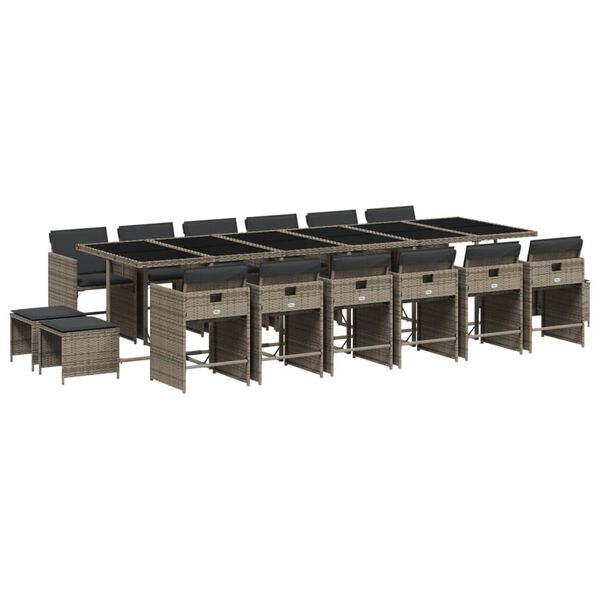 vidaXL 17-dielna z&aacute;hradn&aacute; jed&aacute;lensk&aacute; s&uacute;prava s vank&uacute;&scaron;mi siv&aacute; polyratan