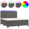 vidaXL Posteľ boxsping s matracom a LED tmavosiv&aacute; 160x200 cm zamat