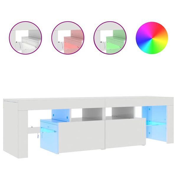 vidaXL TV skrinka s LED svetlami, leskl&aacute; biela 140x36,5x40 cm