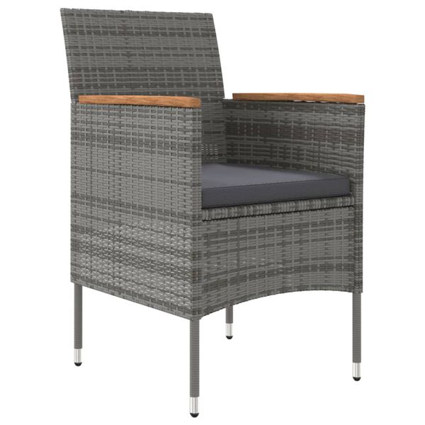 vidaXL 5-dielna z&aacute;hradn&aacute; jed&aacute;lensk&aacute; s&uacute;prava s podu&scaron;kami siv&aacute; a čierna