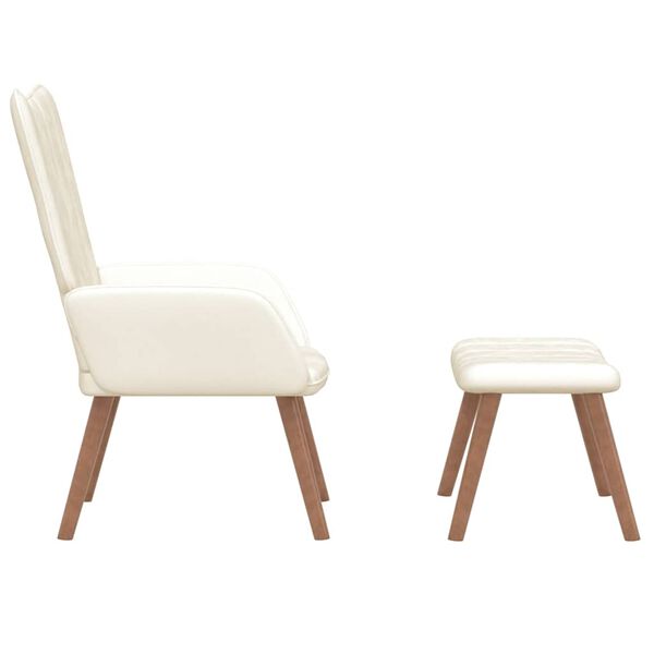 vidaXL Relaxačn&eacute; kreslo s podnožkou, kr&eacute;movo biele, zamat