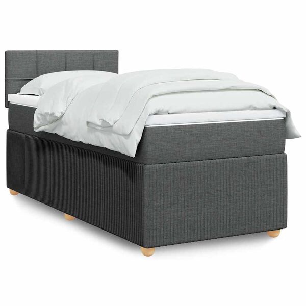 vidaXL Boxspring posteľ s matracom tmavosiv&aacute; 90x200 cm l&aacute;tka