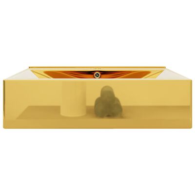 vidaXL Umývadlo s prepadom 60x46x16 cm, keramika, zlaté