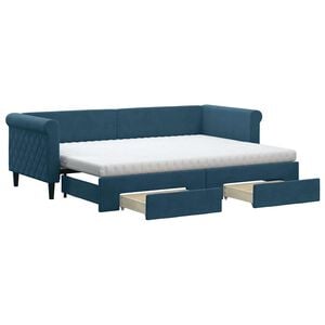 vidaXL Rozkladacia denn&aacute; posteľ s matracmi modr&aacute; 80x200 cm zamat