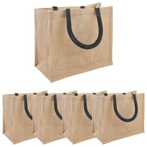 vidaXL Jutov&eacute; ta&scaron;ky 5 Pr&iacute;rodn&aacute; a čierna 26 x 22 x 14 cm