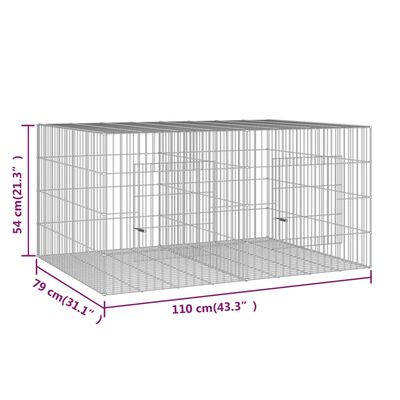 vidaXL 2-panelová klietka pre králiky 110x79x54 cm pozinkované železo