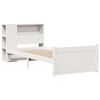 vidaXL Posteľ s knižnicou bez matraca biela 100x200cm borovicov&yacute; mas&iacute;v