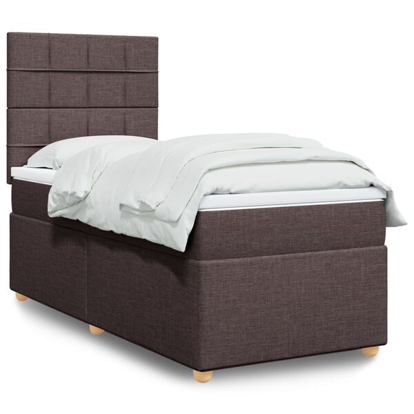 vidaXL Boxspring posteľ s matracom tmavohned&aacute; 100x200 cm l&aacute;tka