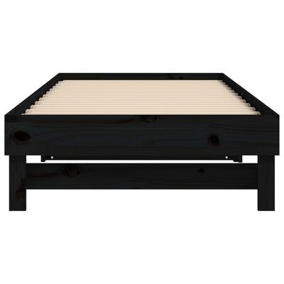vidaXL Rozkladacia denná posteľ čierna 2x(100x200) cm borovicový masív